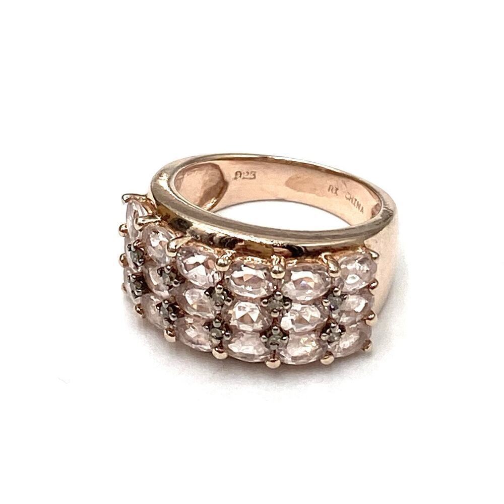 925 Ri Ring Sterling Silver Ring Size 6 Rose Gold Plated Cocktail